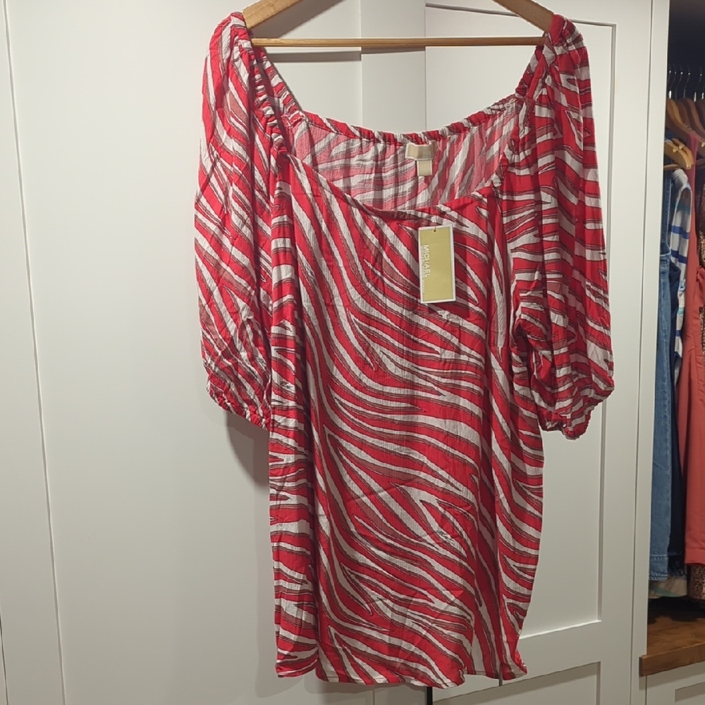 Red and White Striped Women's Shirt